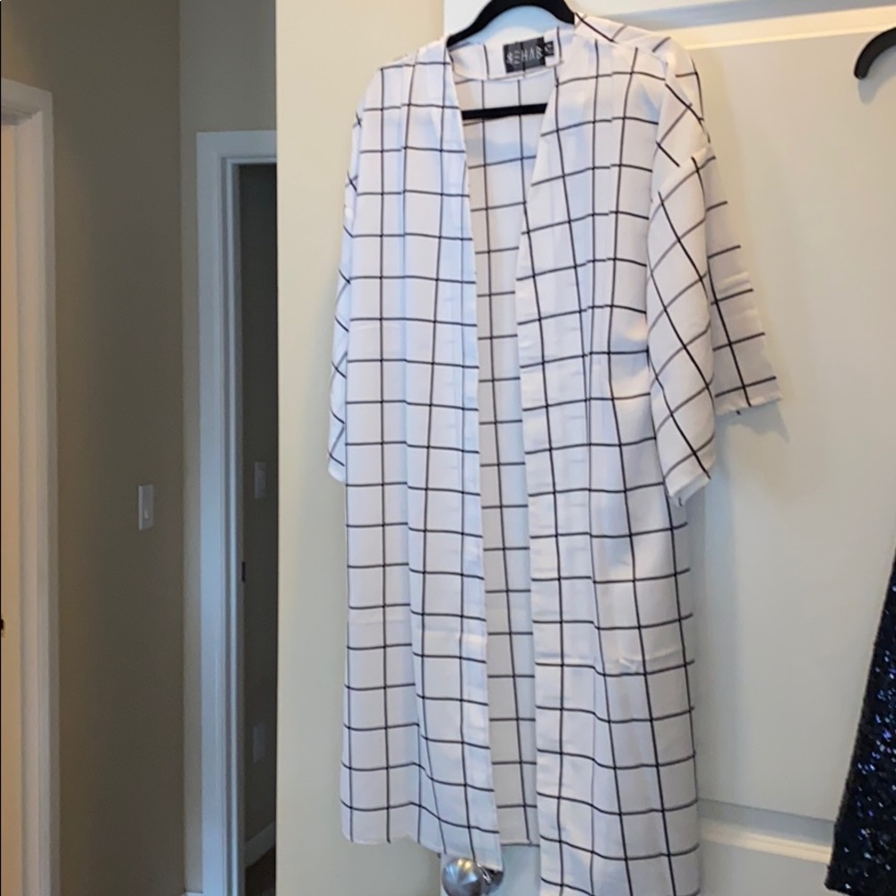 White black full length open front
